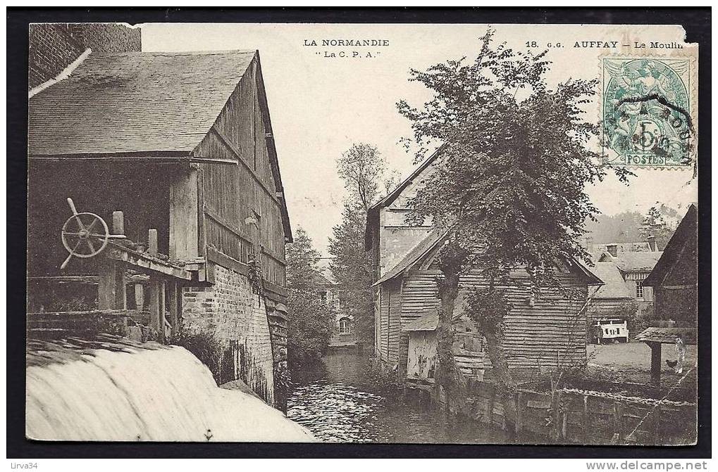 CPA  ANCIENNE- FRANCE- AUFFAY (76)- LE MOULIN EN TRES GROS PLAN- L'ECLUSE ET VOLANT D'OUVERTURE - Auffay