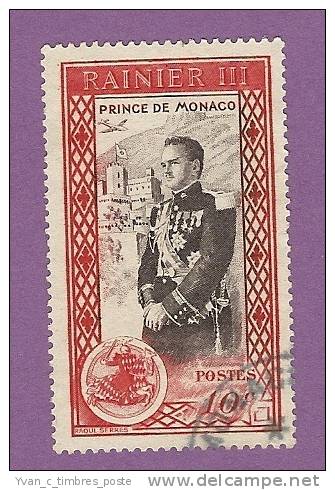 MONACO TIMBRE N° 338 OBLITERE AVENEMENT DU PRINCE RAINIER III 10C ROUGE - Used Stamps