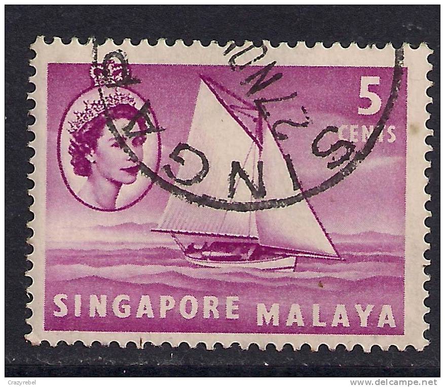 SINGAPORE 1955 - 59  5 Ct BOAT USED STAMP SG 41 (C344) - Singapur (...-1959)