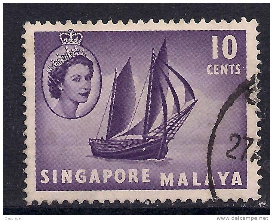 Singpore 1955 - 59  10 Ct Boat Used Stamp SG 44 ( C346 ) - Singapore (...-1959)