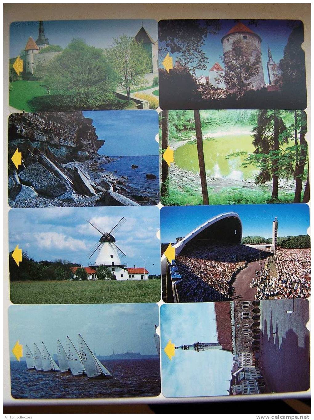 ESTONIA ALCATEL BELL Magnetic Set Of 8 Cards Cartes Karten Landscapes Estonie Estland Paysages Landschaften Collection - Estonia