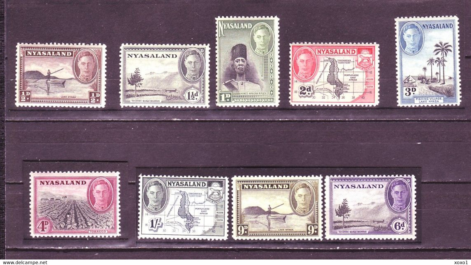 Nyasaland 1945 MiNr. 70 - 83  Nyassaland King George VI 9v  MNH */**  14.50 € - Nyassaland (1907-1953)