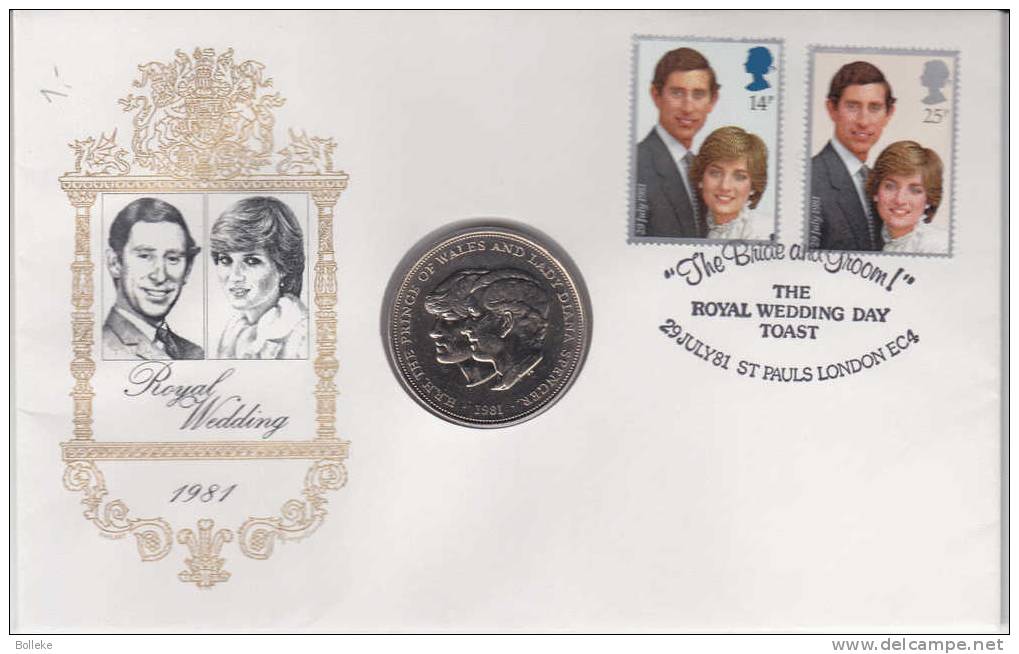 Célébrités - Familles Royales - Grande Bretagne - Numislettre De 1981 ° - Mariage  De Lady Diana - Lettres & Documents