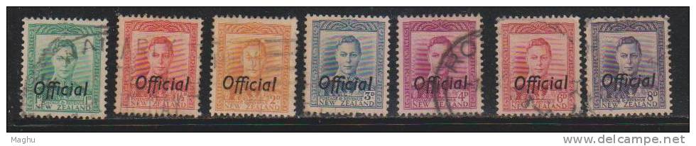 New Zealand  Used, 1938 -1949, Official, 7 Values KG VI - Dienstmarken