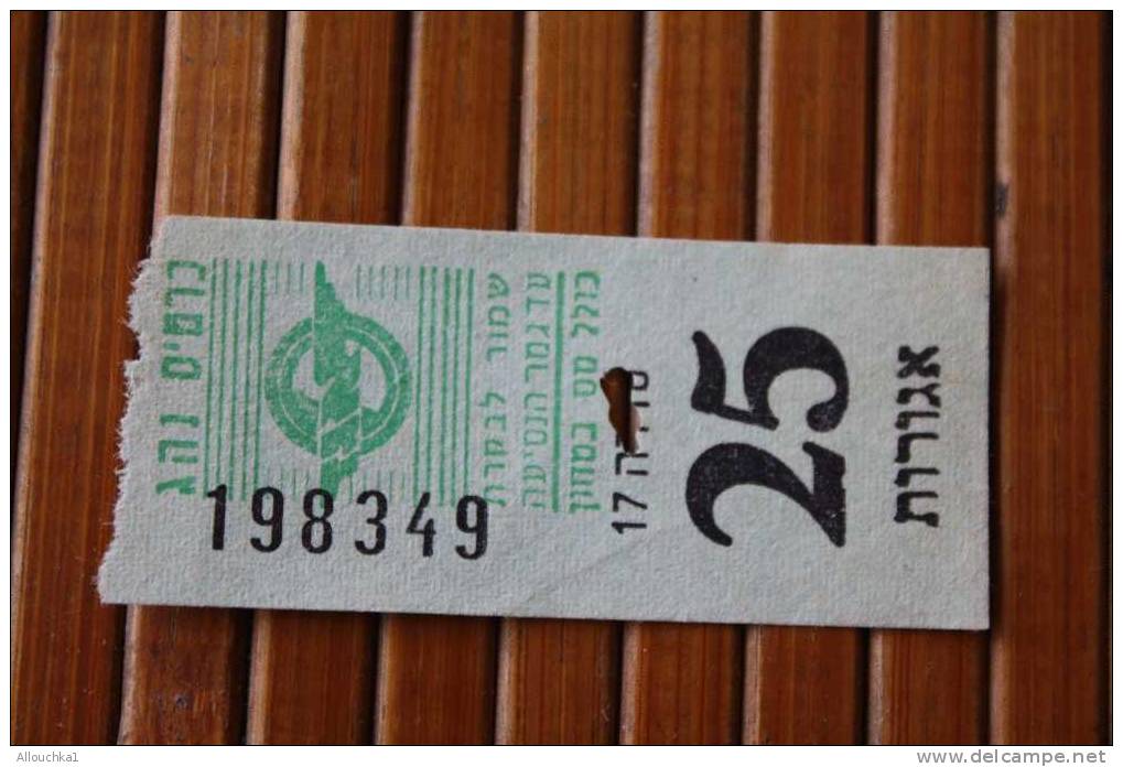 TITRE DE TRANSPORT >> 1963  2 TICKETS BILLETS  D' AUTOBUS BUS CAR  >>  ISRAEL  Poinçonné TARIF >>  23 & 25 AGOROT - Welt