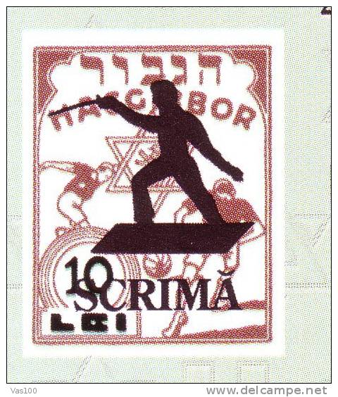 Haggibbor Jew,Judaica Escrime,Fencing 2000 Minisheet MNH,lot 50X.Extra Price Face Value.Romania. - Fantasy Labels