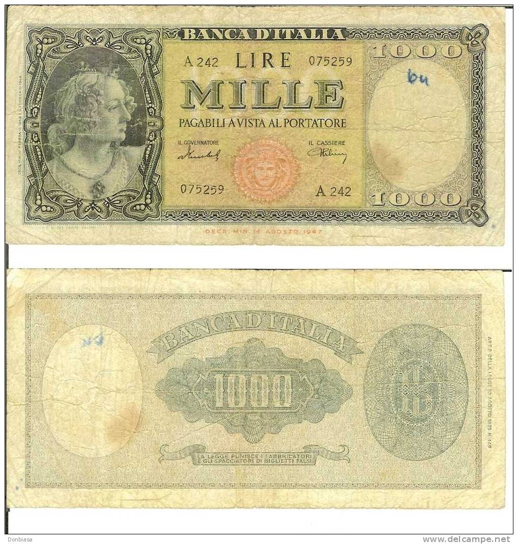 1000 Lire Medusa 11/02/1949 (RARA) - 1000 Lire