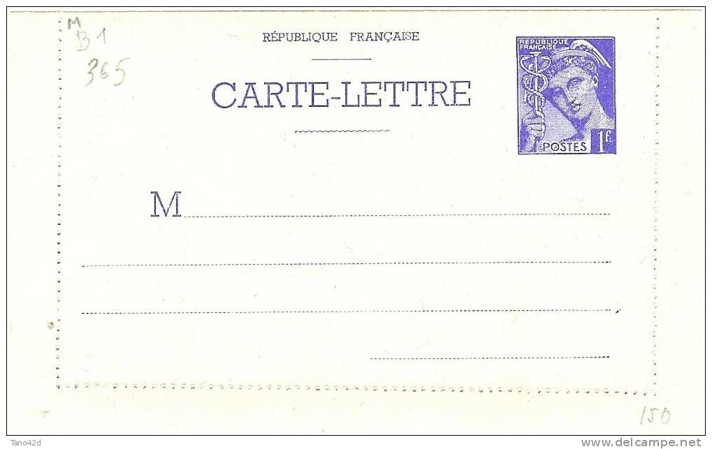 REF LTR7 - EP Cl  MERCURE 1f  NEUVE - Cartes-lettres