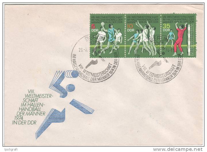 Germany (DDR) - 1974 - FDC Spec. Cancell. - Berlin, World Handball Championship - 26-2-74 - Pallamano