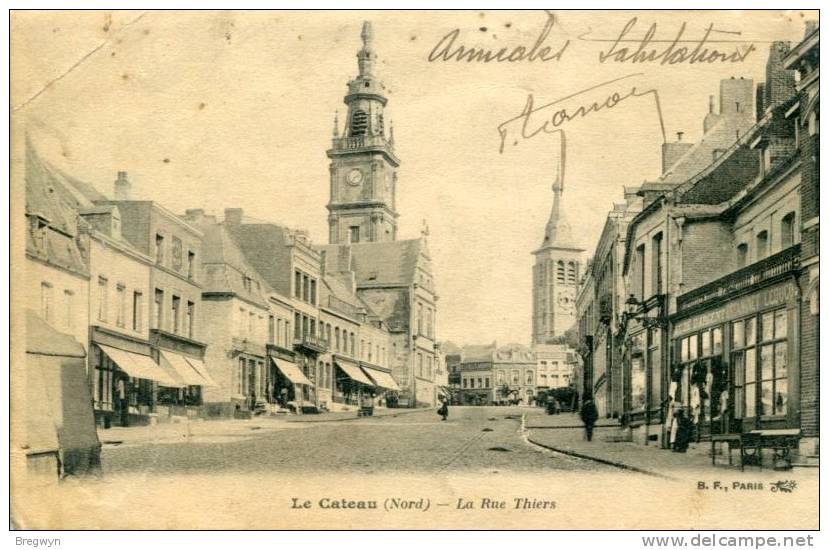 59 - CPA  Le Cateau - La Rue Thiers - Le Cateau