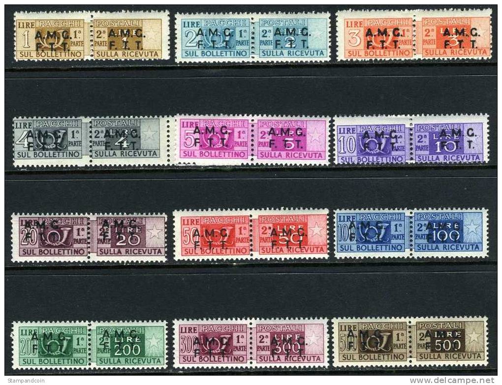 Trieste Zone A Q1-12 Mint Hinged Parcel Post Set From 1947-48 - Postal And Consigned Parcels