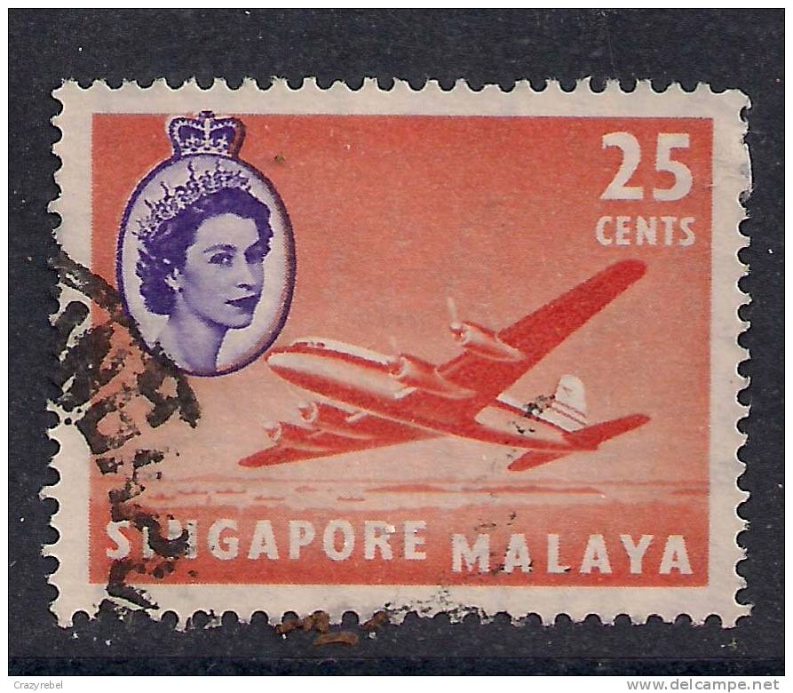 SINGAPORE 1955 - 59  25 Ct AIRCRAFT USED STAMP SG 47 (C337) - Singapur (...-1959)