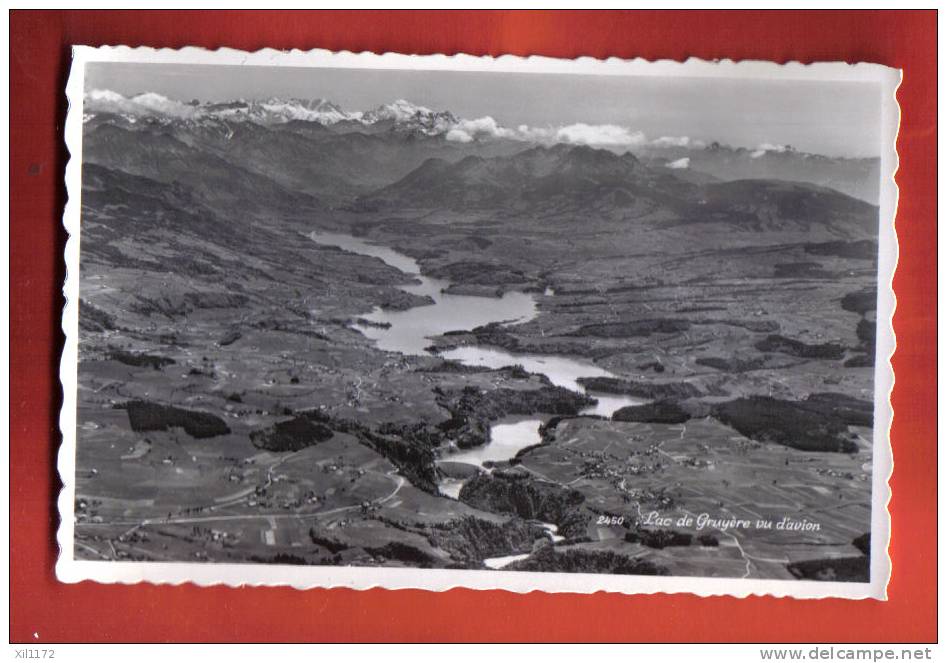 L464 Lac De Gruyère Vu D'avion. Mention Au Dos:Course De La Fanfare De Renan Le 27 Septembre 1953.Perrochet 2450 - Autres & Non Classés