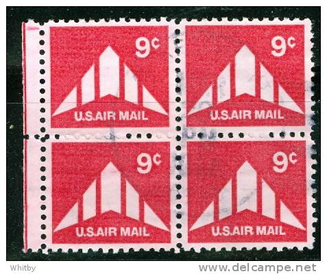 United States 1971 9 Cent Air Mail Issue #C77  Block Of 4 - 3a. 1961-… Used