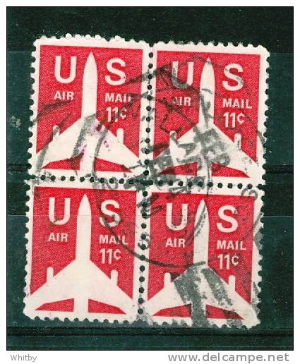 United States 1971 11 Cent Air Mail Issue #C78  Block Of 4 - 3a. 1961-… Used
