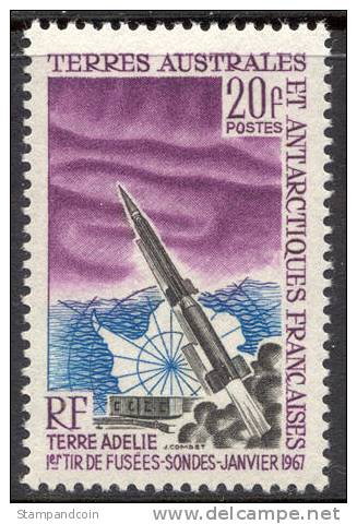 FSAT #29 Mint Never Hinged 20fr Rocket Launch From 1967 - Unused Stamps