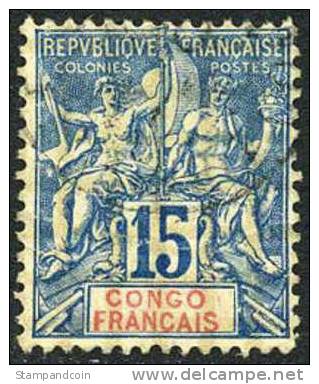 French Congo #24 Used 15c From 1892 - Usados