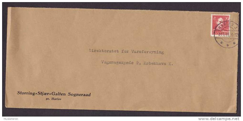 Denmark STORRING-STJÆR-GALTEN SOGNERAAD Pr. Harlev Deluxe HARLEV J. Cancel 1945 Cover King König Christian X. (2 Scans) - Covers & Documents