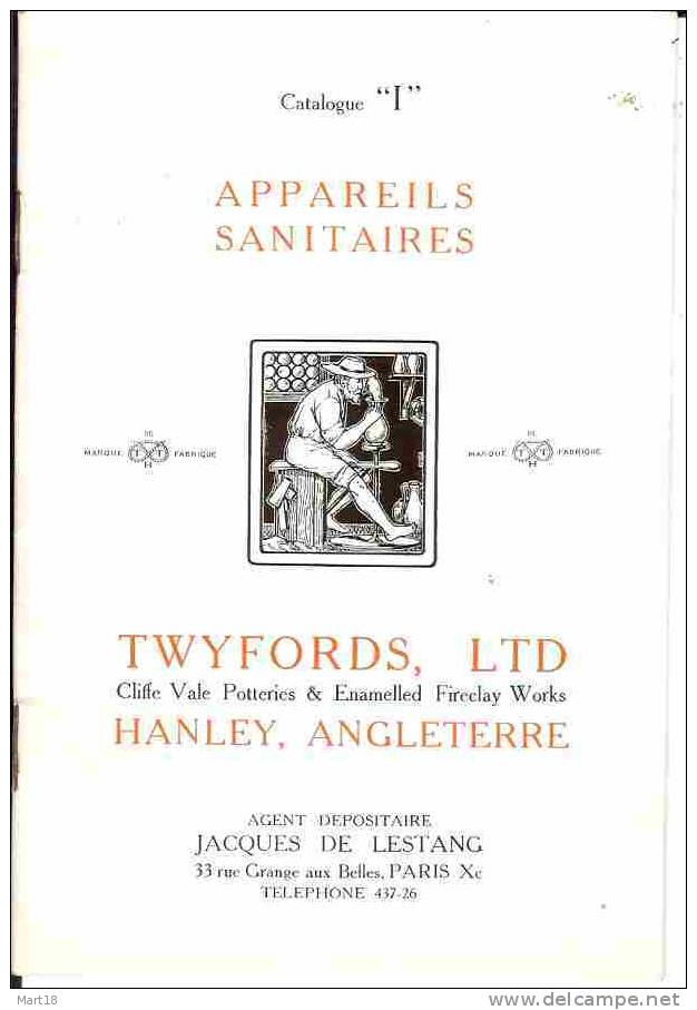 0 - CATALOGUE Années 1900 - APPAREILS SANITAIRES - EVIER LAVABO ... TWYFORDS Angleterre - Publicités