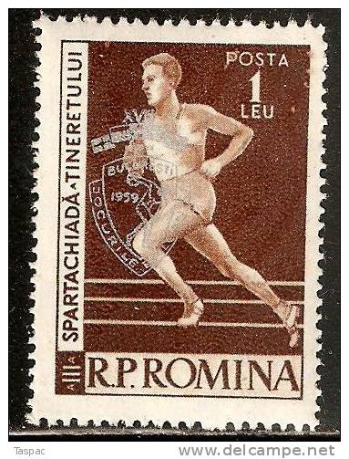 Romania 1959 Mi# 1793 ** MNH - Overprinted In Silver - Balkan Games / Runner - Ongebruikt