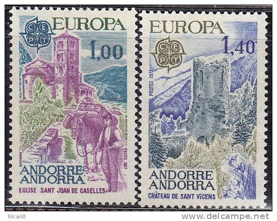 Europa  1977 - Andorra Francese  Nuovi  2 Val Ificato	 261/262 - 1977