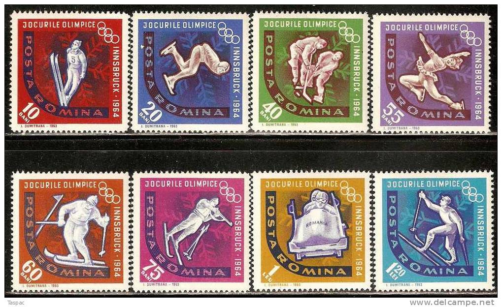 Romania 1963 Mi# 2195-2202 ** MNH - 9th Winter Olympic Games, Innsbruck - Ungebraucht