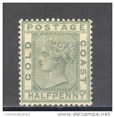 (SA0744) GOLD COAST, 1884 (Queen Victoria, ½ P., Green). Mi # 8. Mint Hinged* Stamp - Goudkust (...-1957)