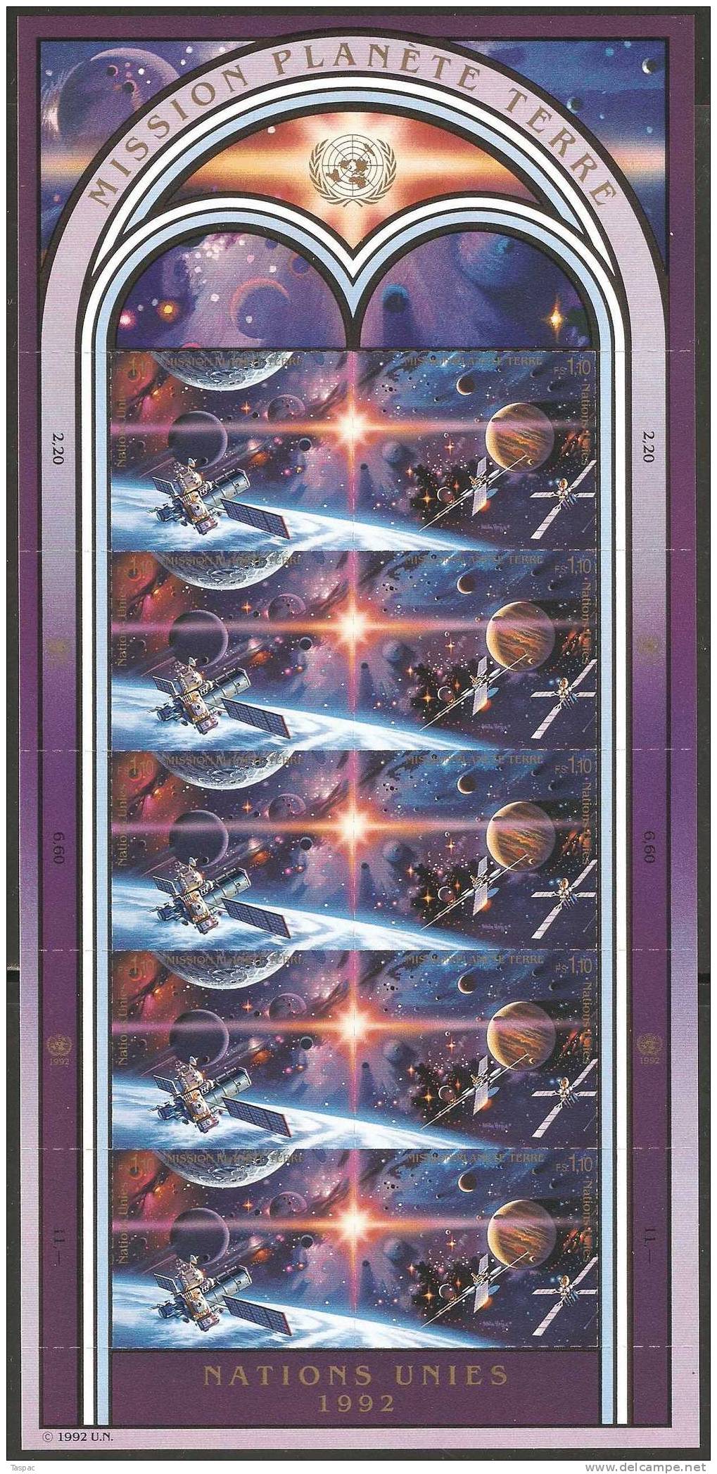 United Nations / Geneva 1992 Mi# 219-220 Mini Sheet ** MNH - Mission To Planet Earth / Space - Neufs