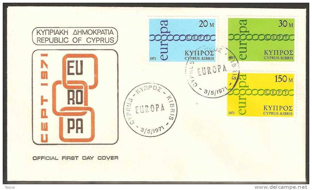 Cyprus 1971 Mi# 359-361 FDC - Europa - Covers & Documents