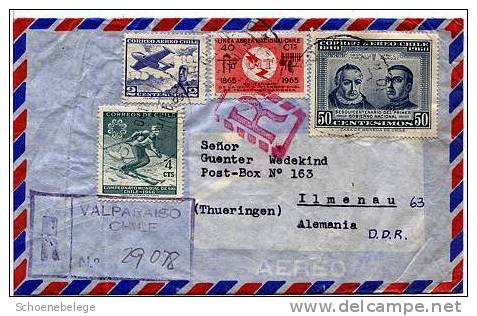 A767) Chile Registered Cover From Valparaiso 2.10.1965 To Ilmenau / East Germany - Chile