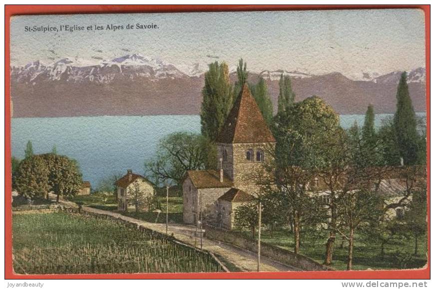 G113, St.- Sulpice , Eglise Et Alpes De Savoie , 1285 , Circulée  1917 - Saint-Sulpice