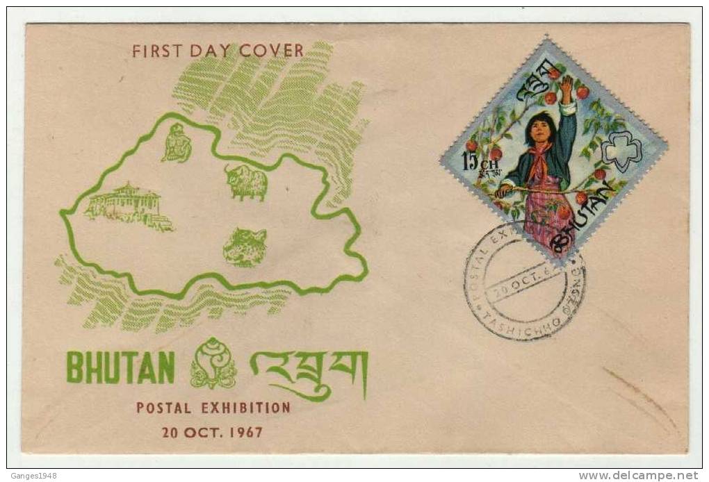 Bhutan  1967  Postal Exhibition Girl Scouts Cover  # 02176 Bhoutan - Bhoutan