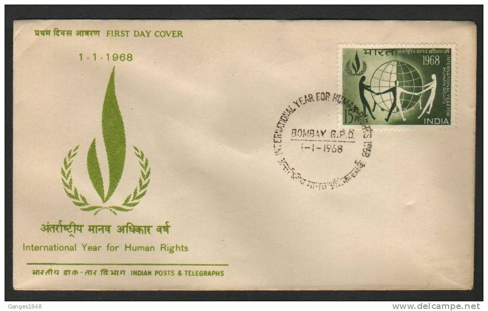 1968  International Year For Human Rights BOMBAY FDC # 07573  India Inde Indien - Refugees