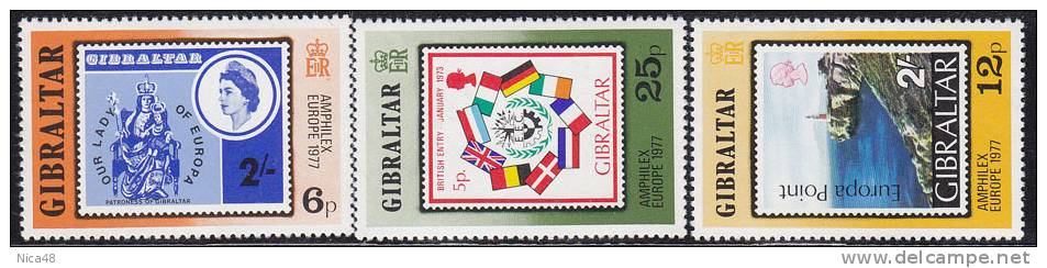 Europa  1977 -Gibilterra Nuovi  3 Val  Unificato	 364/366 - 1977