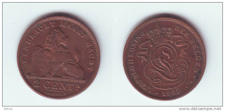 Belgium 2 Centimes 1905 (legend In Dutch) - 2 Cents