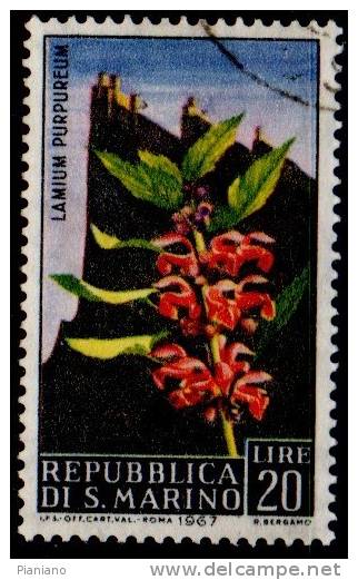 PIA - SAN  MARINO  - 1967 - Fiori : Lamium Purpureum -  (SAS  735) - Gebruikt