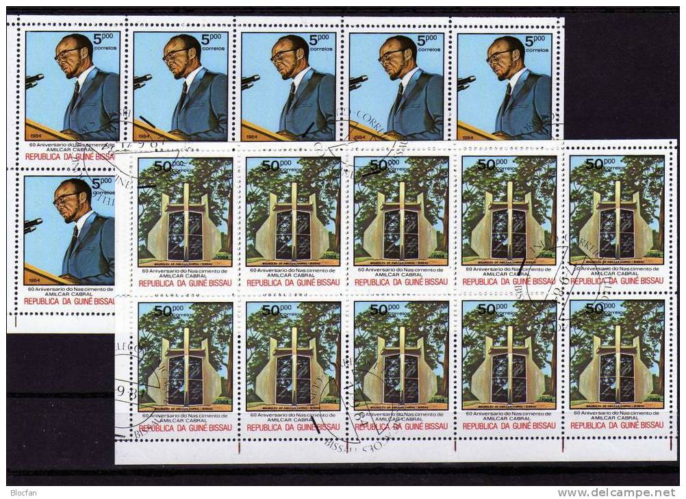 Geburtstag Amilcar Cabral 1984 Leben Des Freiheitskämpfer Guinea Bissau 793/6 4x10-KB O 32€ Sheetlet From Africa - Guinea-Bissau