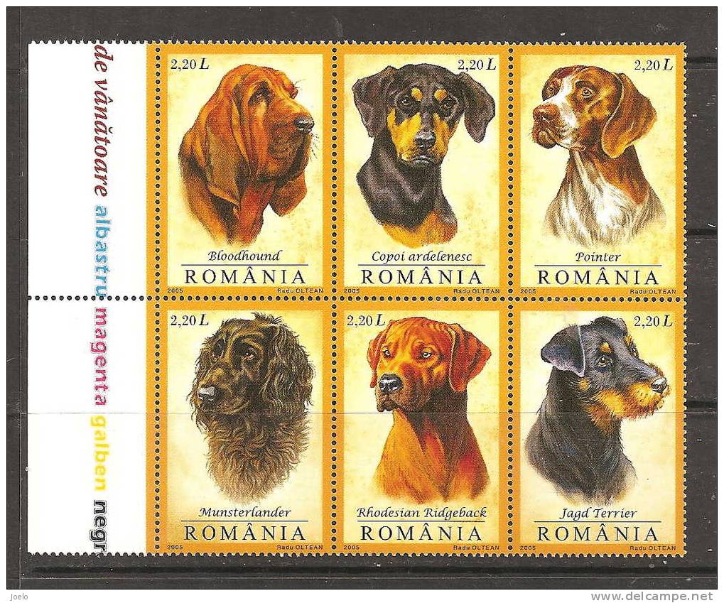 ROMANIA 2005 DOGS BLOCK SET MNH - Unused Stamps