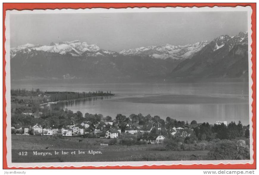 G116, Morges , Le Lac Et Les Alpes , 412, Circulée  1945 - Morges