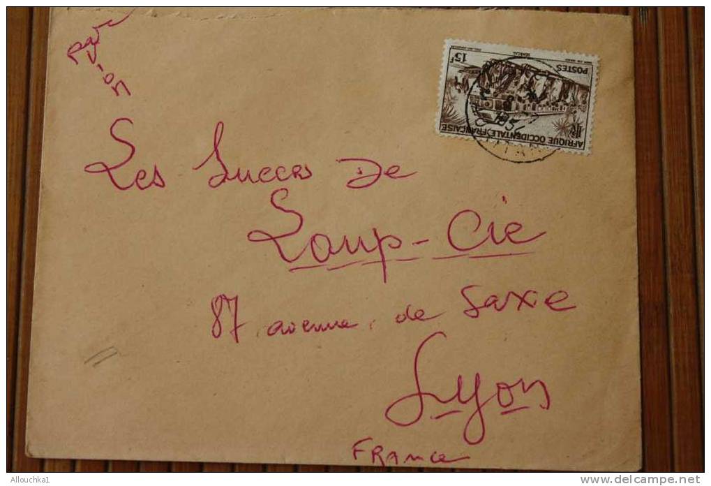>A.O.F.  AFRIQUE OCCIDENTALE  FRANCAISE  EX COLONIE 1950 LETTRE  >MARCOPHILIE P/ HORLOGERIE LYON - Covers & Documents