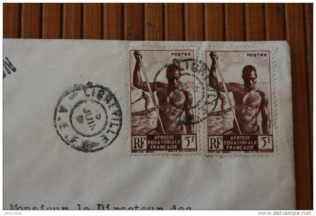 LIBREVILLE  A.E.F. AFRIQUE EQUATORIALE  FRANCAISE  EX COLONIE 1954 LETTRE >MARCOPHILIE P/ HORLOGERIE LYON - Covers & Documents