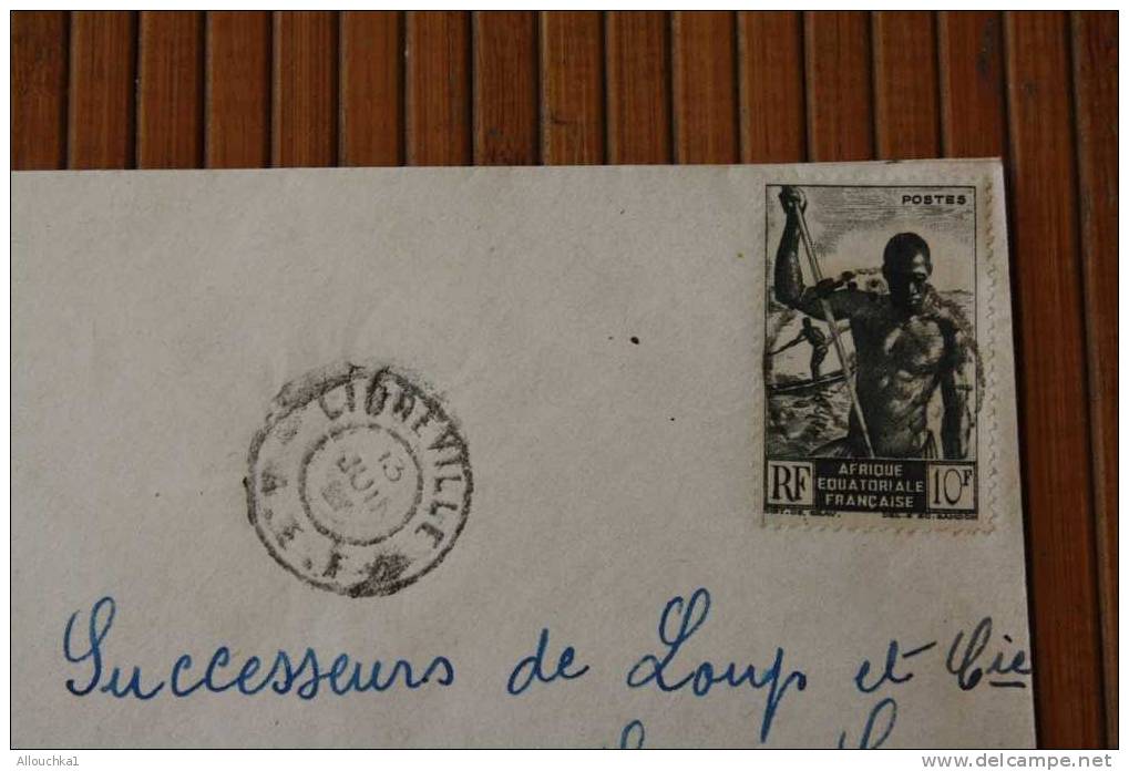 LIBREVILLE  A.E.F. AFRIQUE EQUATORIALE  FRANCAISE  EX COLONIE 1954 LETTRE >MARCOPHILIE P/ HORLOGERIE LYON - Storia Postale