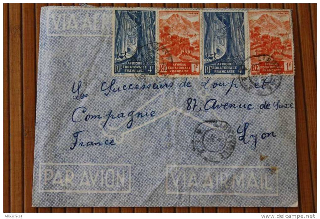 LIBREVILLE  A.E.F. AFRIQUE EQUATORIALE  FRANCAISE  EX COLONIE 1954 LETTRE >MARCOPHILIE P/ HORLOGERIE LYON - Storia Postale