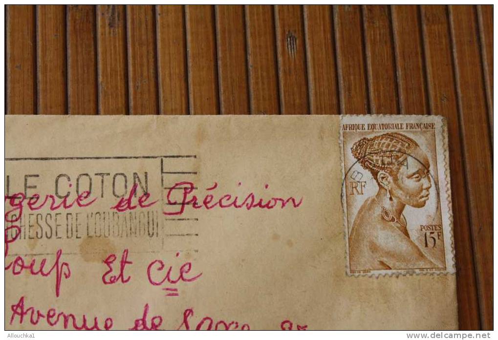 BOUAR OUBANGUI  CHARI A.E.F. AFRIQUE EQUATORIALE  FRANCAISE  EX COLONIE 1950 LETTRE  >MARCOPHILIE P/ HORLOGERIE LYON - Autres & Non Classés