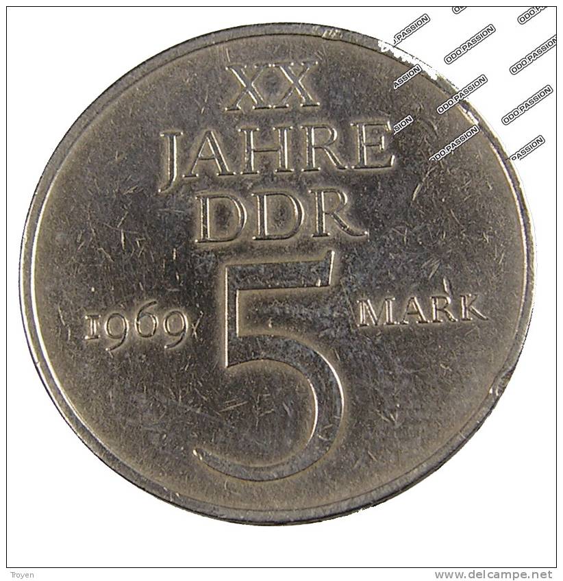 Allemagne - 5 Marks - XXè Anniversaire DDR - 1969 - Cu.Ni - 5 Mark