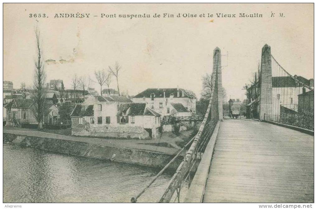 CPA 78 : ANDRESY   Le Pont Suspendu Et   Le Vieux Moulin       VOIR DESCRIPTIF   §§§§ - Andresy