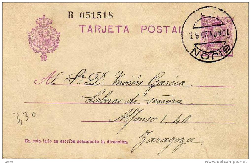 3554  Entero Postal,  Gijon  1929  ,Alfonso Xlll, , Entier Postal - 1850-1931