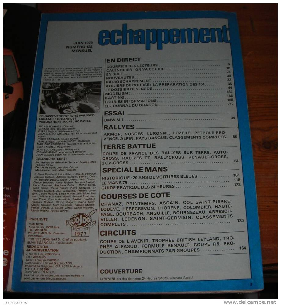 Echappement - Revue Du Sport Automobile - N°128 - Juin 1979. - Auto