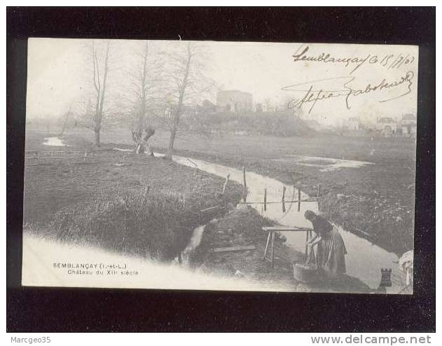 Semblançay Chateau Du XIIe édit.tour Noire , Laveuse Lavoir , Précurseur - Semblançay