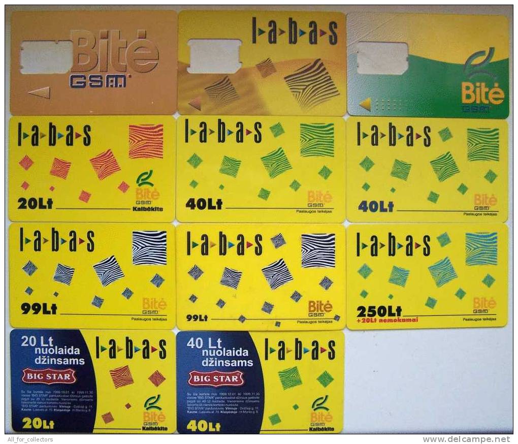 GOOD COLLECTION Of BITE GSM 11 Different Cards Cartes Karten From LITHUANIA Lituanie Litauen - Telecom Operators